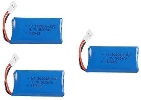 3 kpl 3,7 V 500 mAh ladattava Lipo-akku hinta ja tiedot | Älylaitteiden lisätarvikkeet | hobbyhall.fi