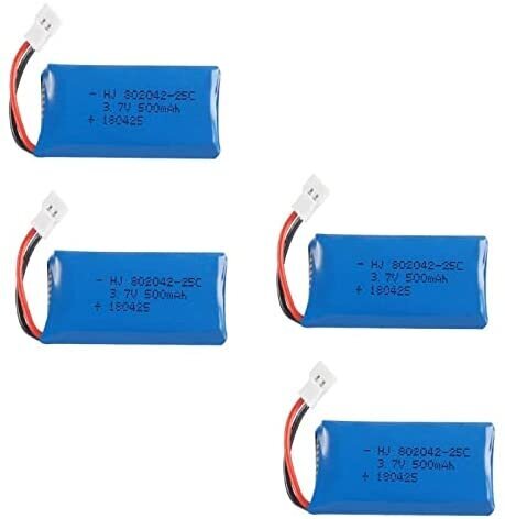 4 kpl Ladattava Lipo-akku 3,7 V 500 mAh