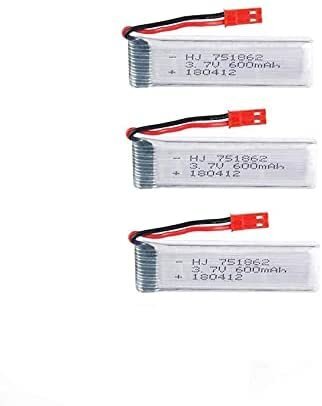 3 kpl. Ladattava Lipo-akku (3,7 V 600 mAh)