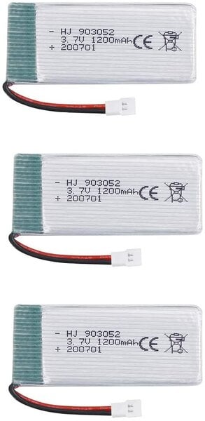 3 kpl. Ladattava Lipo-akku (3,7 V 1200 mAh Lipo) Syma X5SC X5SW -nelikopteridrooneille