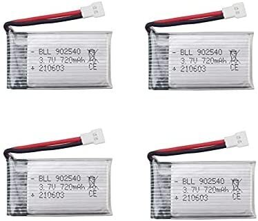 4 kpl. Ladattava Lipo-akku (3,7 V 720 mAh Lipo) + laturi hinta ja tiedot | Älylaitteiden lisätarvikkeet | hobbyhall.fi