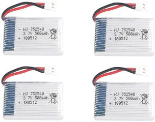 4 kpl 3,7 V 500 mAh ladattava Lipo-akku hinta ja tiedot | Älylaitteiden lisätarvikkeet | hobbyhall.fi