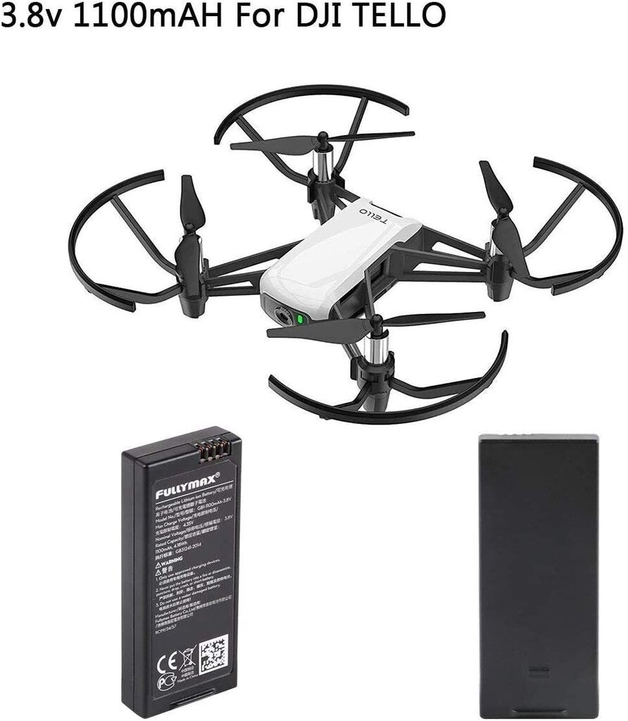 2 kpl. DJI Tello 3.8V 1100mAh lentoakku minidroneille ladattava litiumioniakku hinta ja tiedot | Älylaitteiden lisätarvikkeet | hobbyhall.fi