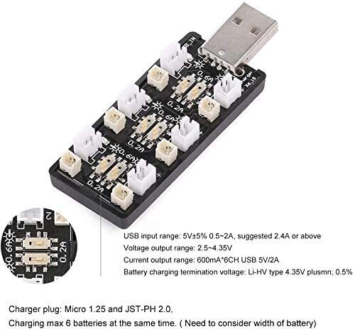 1S LiPo-akkulaturi USB 3,8 V / 4,35 V 6-kanavainen LiSV-laturi 1S hinta ja tiedot | Älylaitteiden lisätarvikkeet | hobbyhall.fi