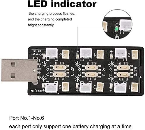 1S LiPo-akkulaturi USB 3,8 V / 4,35 V 6-kanavainen LiSV-laturi 1S hinta ja tiedot | Älylaitteiden lisätarvikkeet | hobbyhall.fi