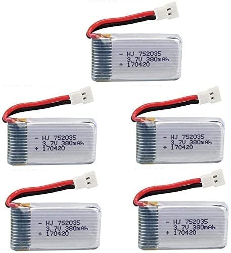 5kpl ladattava Lipo-akku Hubsan X4 H107c H107d H107L 3,7v 380mAh Rc-nelikopteriin hinta ja tiedot | Älylaitteiden lisätarvikkeet | hobbyhall.fi