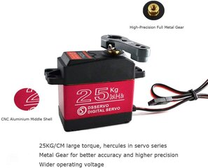 Täysmetallinen DS3225 Digital 25KG korkean vääntömomentin servomoottorin servo nokka 25T Baja Car Model 1/10 robottiautolle hinta ja tiedot | Älylaitteiden lisätarvikkeet | hobbyhall.fi