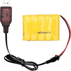 Ladattavat 6V 700mAh AA Ni-CD akut SM 2P pistoke + USB-kaapeli hinta ja tiedot | Älylaitteiden lisätarvikkeet | hobbyhall.fi