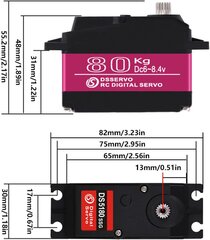 DS5180 7,4 V korkean vääntömomentin 80 kg:n digitaalinen Metal Gear -servo 18T-kameralla 1/10 Baja -automallille (180 astetta) hinta ja tiedot | Älylaitteiden lisätarvikkeet | hobbyhall.fi