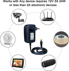 Virtalähdeadapteri LED-nauhoille, yleislaturi, näyttö, radio ja muut laitteet 12V 2A muuntajat 24W hinta ja tiedot | Virtalähteet | hobbyhall.fi