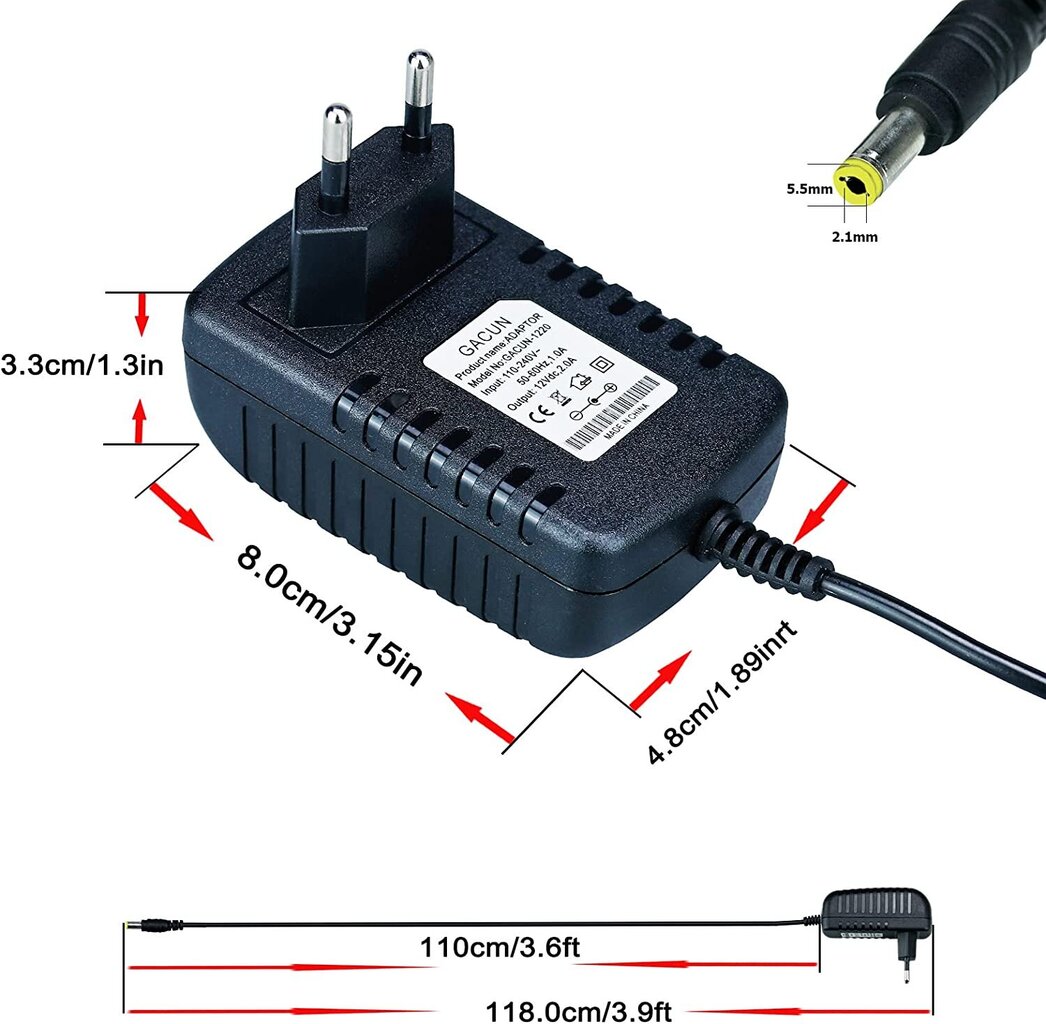 Virtalähdeadapteri LED-nauhoille, yleislaturi, näyttö, radio ja muut laitteet 12V 2A muuntajat 24W hinta ja tiedot | Virtalähteet | hobbyhall.fi