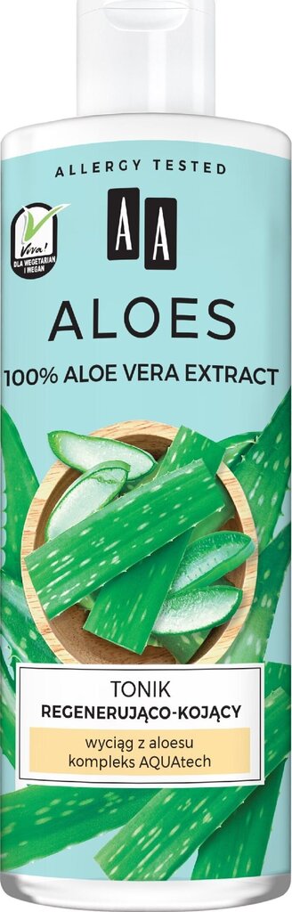 AA Aloes 100% kasvovesi herkälle iholle, 400 ml hinta ja tiedot | Kasvojen puhdistusaineet | hobbyhall.fi