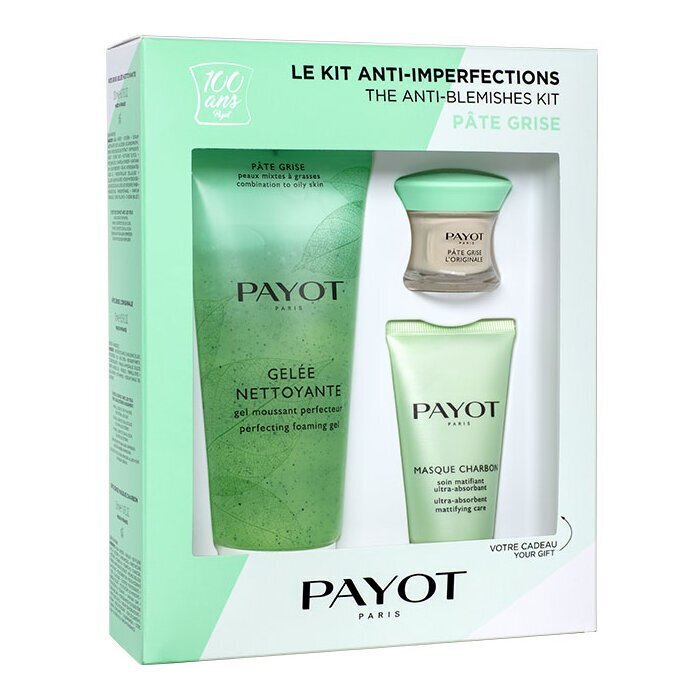 Payot Pate Grise Anti-Imperfections -kasvojenhoitosetti: vaahtoava geeli, 200 ml + aknea ehkäisevä tuote, 15 ml + naamio, 50 ml hinta ja tiedot | Kasvojen puhdistusaineet | hobbyhall.fi