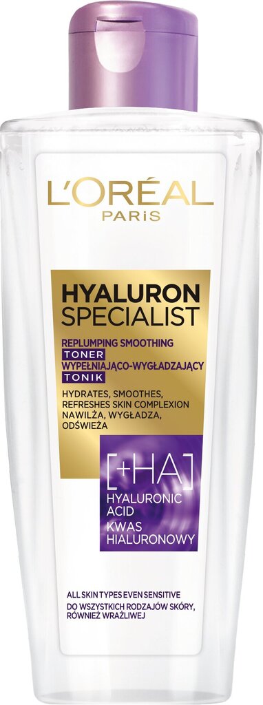 Kasvovesi L'Oreal Paris Hyaluron Specialist, 200 ml hinta ja tiedot | Kasvojen puhdistusaineet | hobbyhall.fi