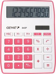 Genius 840 P 10-numeroinen taulukkolaskin (tuplavirtalähde (aurinko ja akku); kompakti muotoilu) vaaleanpunainen hinta ja tiedot | Toimistotarvikkeet | hobbyhall.fi
