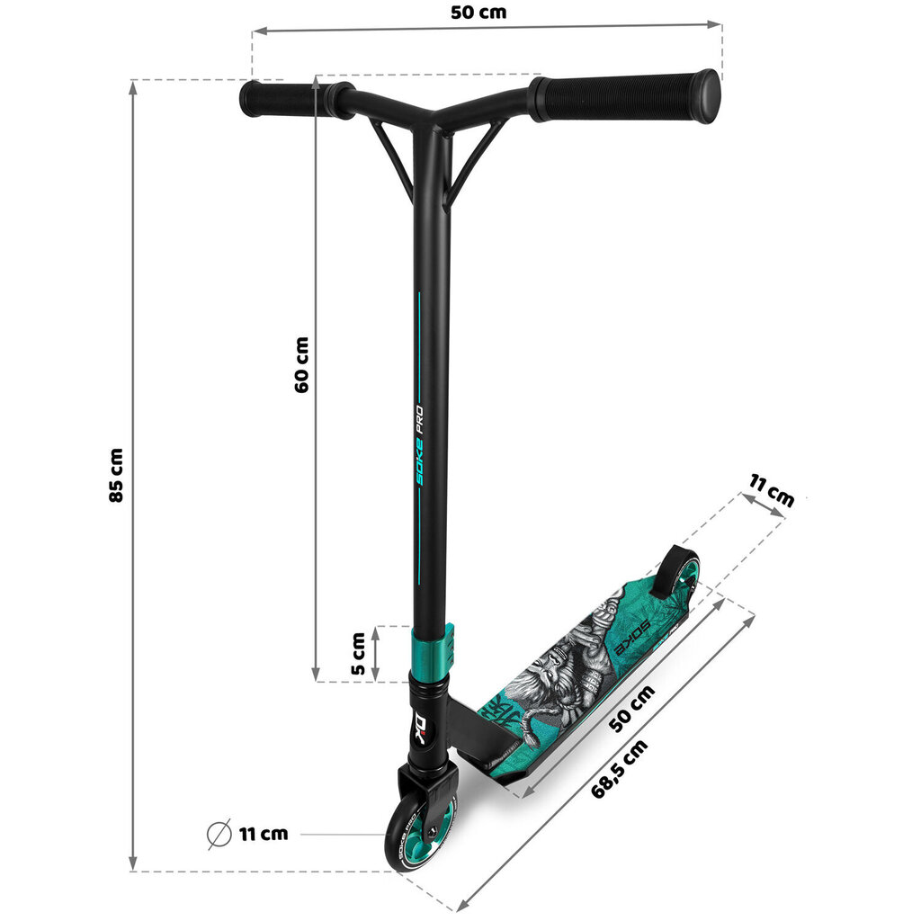 Potkulauta SOKE PRO Kong (1523-801208) Turquoise 110mm hinta ja tiedot | Potkulaudat | hobbyhall.fi