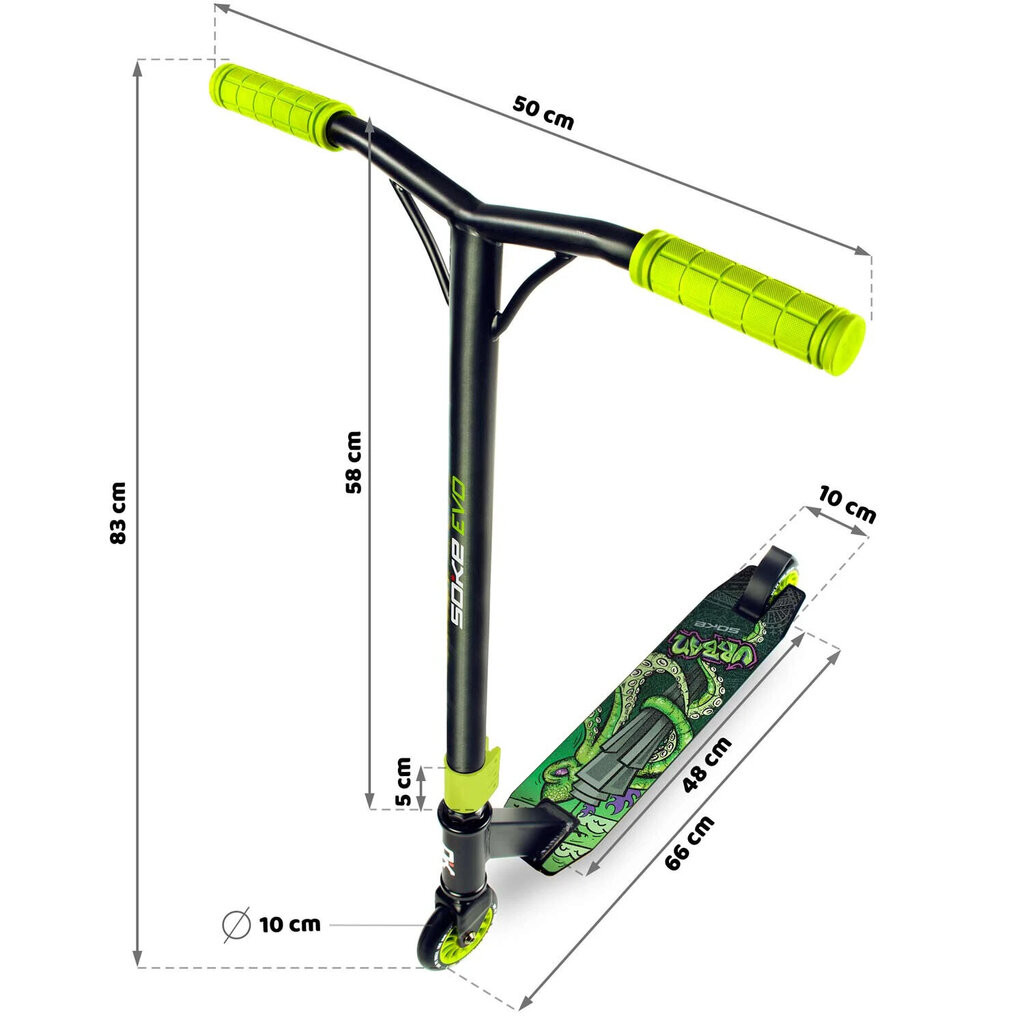 Potkulauta SOKE EVO (1615-801212) Green (Urban) 100mm hinta ja tiedot | Potkulaudat | hobbyhall.fi