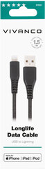 Vivanco-kaapeli USB - Lightning 1,5m, musta (61688) hinta ja tiedot | Puhelinkaapelit | hobbyhall.fi