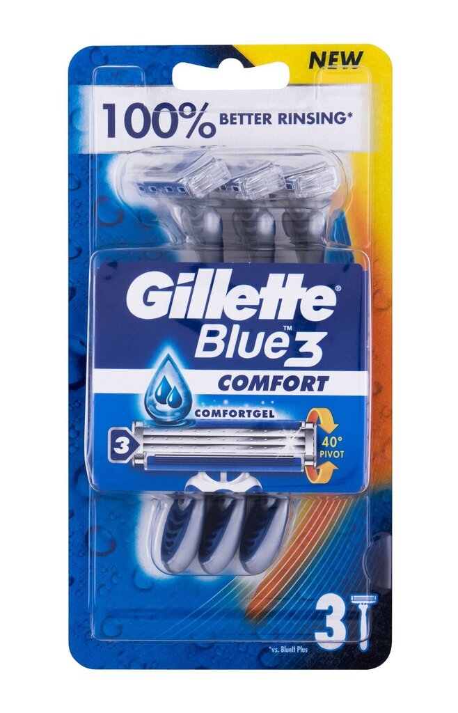 Gillette Blue3 Comfort partahöylä miehelle 3 kpl hinta ja tiedot | Parranajo ja karvanpoisto | hobbyhall.fi