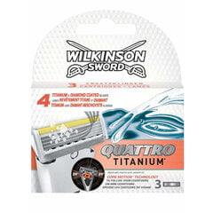 Wilkinson Quattro Titanium Core Motion terät 3 kpl hinta ja tiedot | Parranajo ja karvanpoisto | hobbyhall.fi