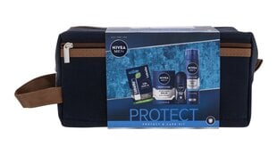 Nivea Men Protect & Care -sarja: parranajogeeli, 200 ml + deodorantti, 50 ml + aftershave- balsami, 100 ml + huulirasva, 4,8 g + kosmetiikkapussi hinta ja tiedot | Parranajo ja karvanpoisto | hobbyhall.fi