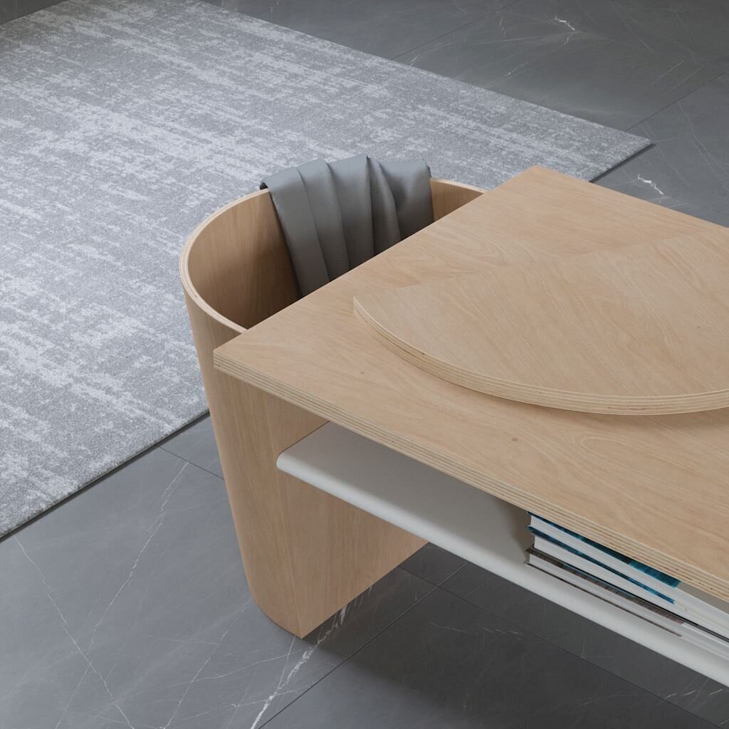 Sohvapöytä 119x51x40 cm, valkoinen/pähkinä hinta ja tiedot | Sohvapöydät | hobbyhall.fi