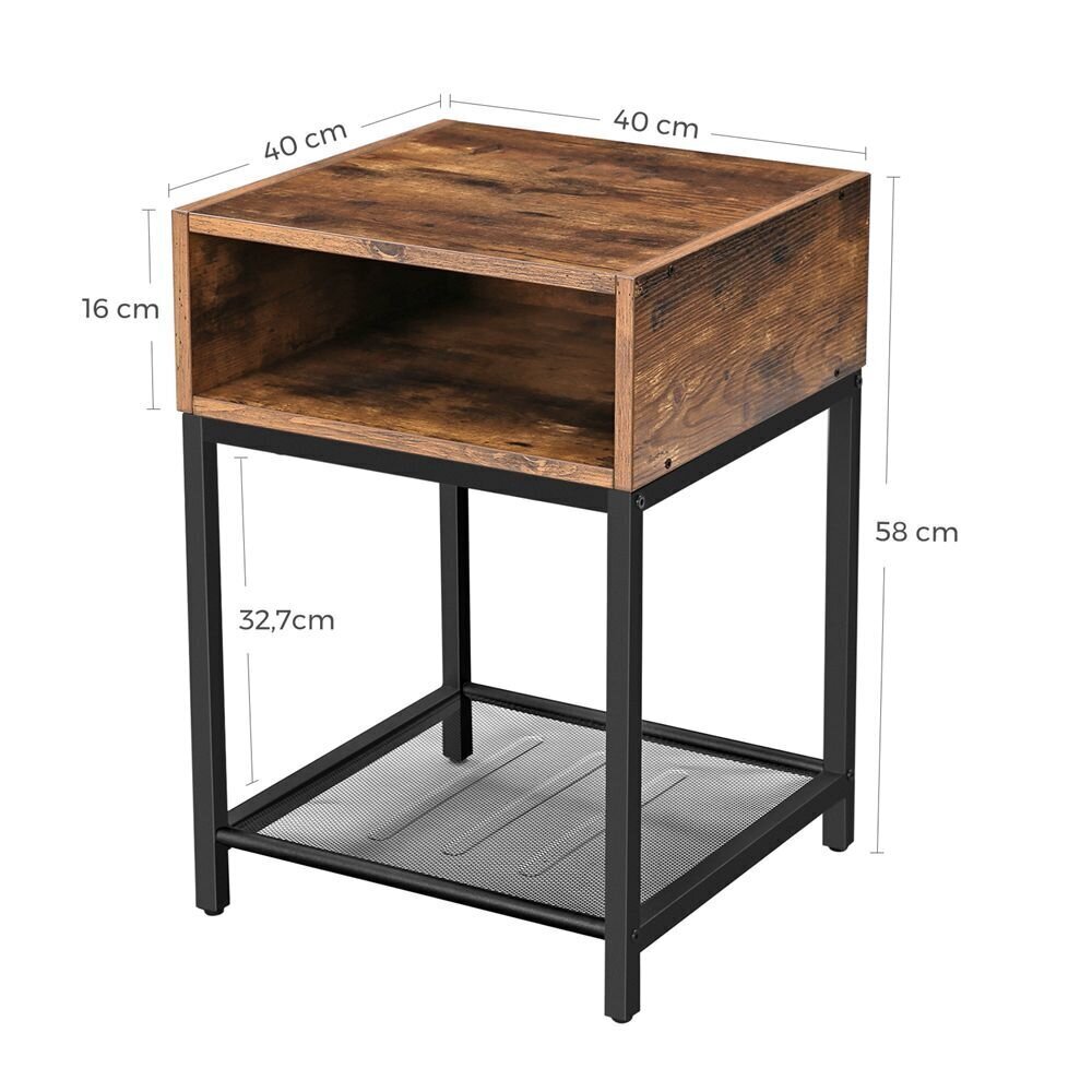 Yöpöytä 40x40x58 cm, ruskea/musta hinta ja tiedot | Sohvapöydät | hobbyhall.fi