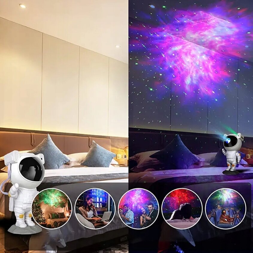 LED 3D valotehosteprojektori, yövalo, astronautti, kosmonautti hinta ja tiedot | Juhlakoristeet | hobbyhall.fi