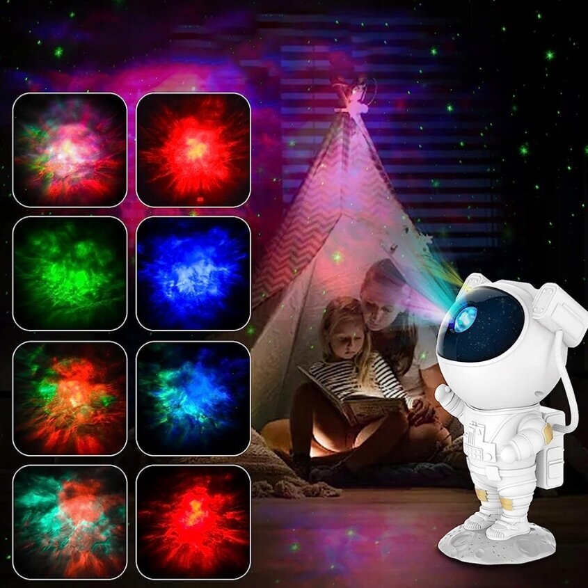 LED 3D valotehosteprojektori, yövalo, astronautti, kosmonautti hinta ja tiedot | Juhlakoristeet | hobbyhall.fi