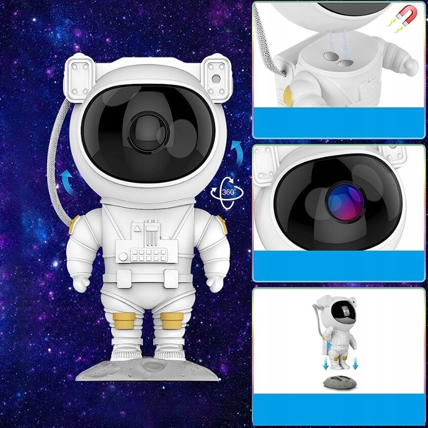 LED 3D valotehosteprojektori, yövalo, astronautti, kosmonautti hinta ja tiedot | Juhlakoristeet | hobbyhall.fi