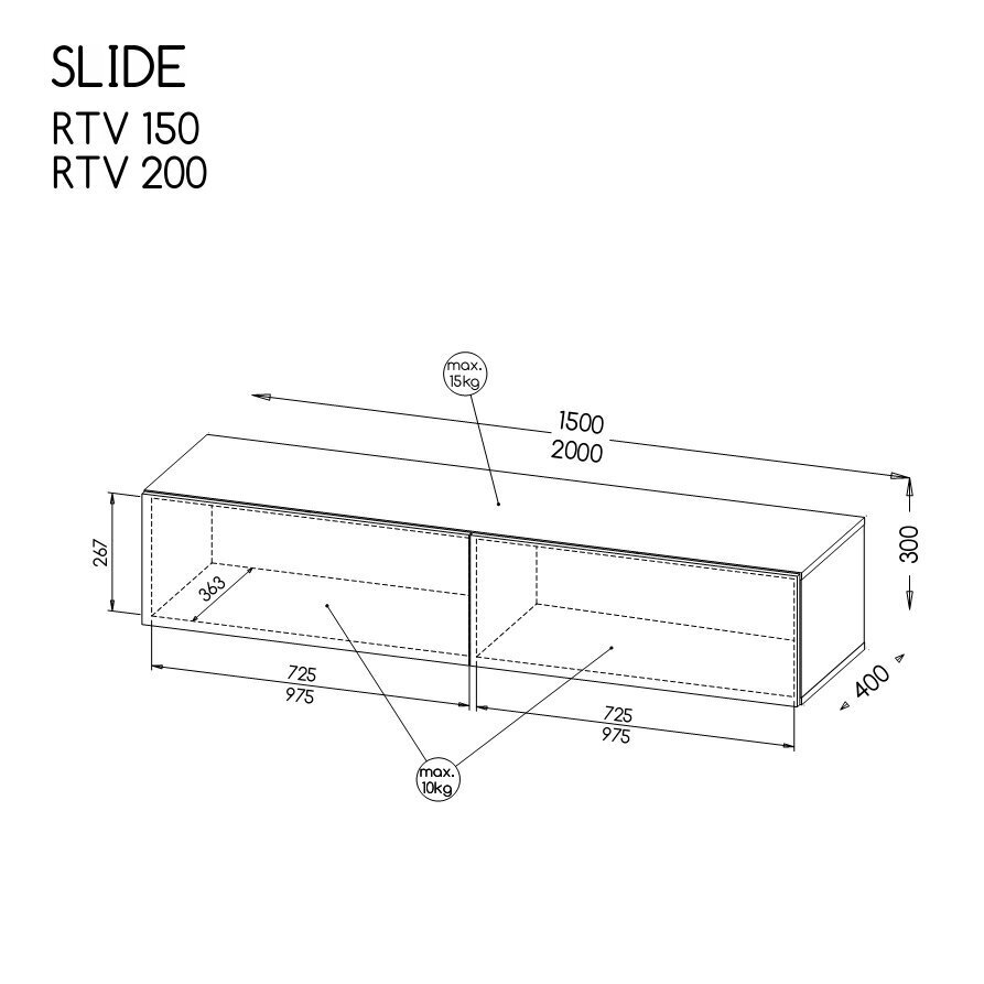 TV-taso Slide, valkoinen hinta ja tiedot | TV-tasot | hobbyhall.fi