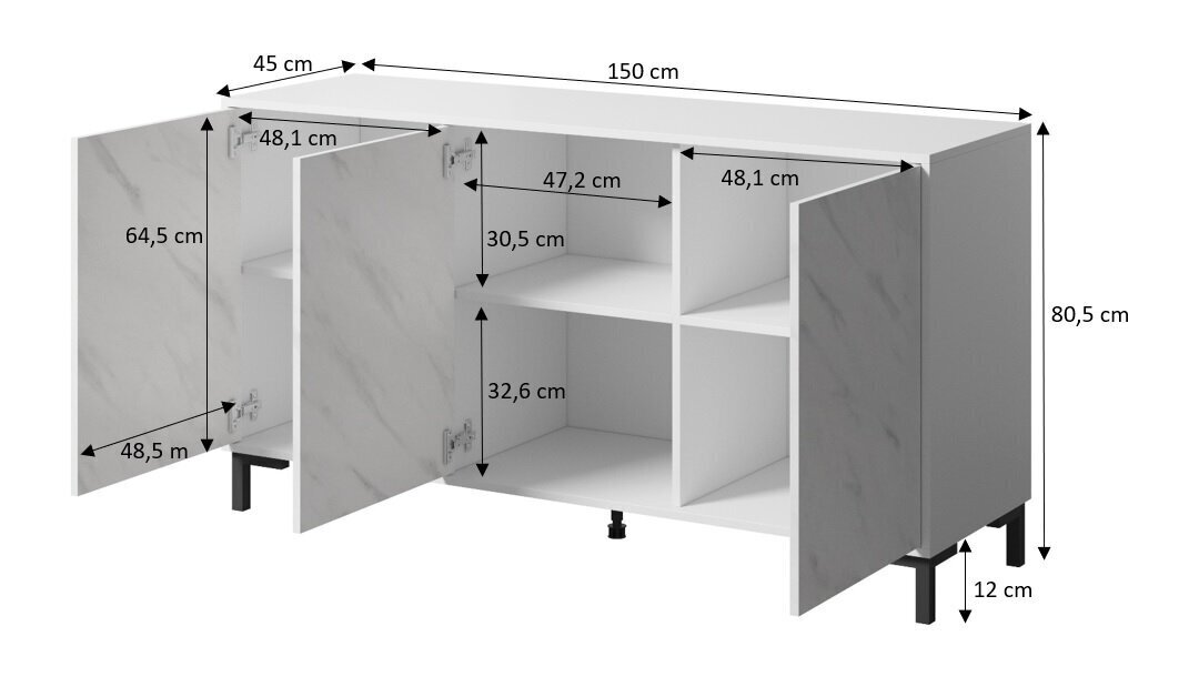 Lipasto Marmo 150, valkoinen hinta ja tiedot | Lipastot | hobbyhall.fi