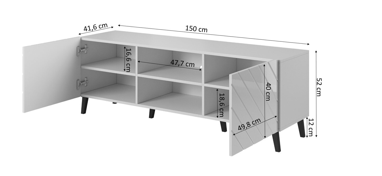 TV-taso Abeto 150, valkoinen hinta ja tiedot | TV-tasot | hobbyhall.fi