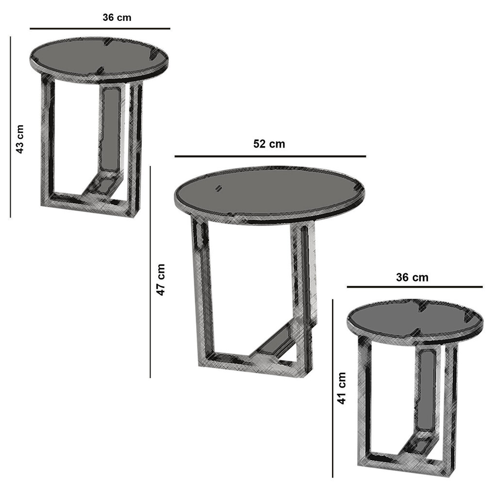 3-osainen sohvapöytä Kalune Design Mira, tummanruskea hinta ja tiedot | Sohvapöydät | hobbyhall.fi