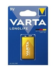 Varta Longlife 9V akku hinta ja tiedot | Paristot | hobbyhall.fi