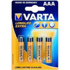 Paristot Varta Longlife AAA, 4 kpl. hinta ja tiedot | Paristot | hobbyhall.fi