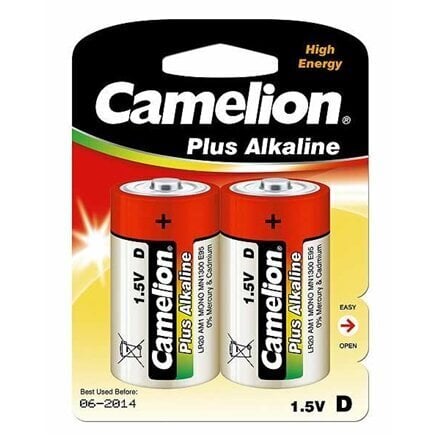 Camelion paristot Plus Alkali, 1,5 V, D / LR20, 2 kpl hinta ja tiedot | Paristot | hobbyhall.fi