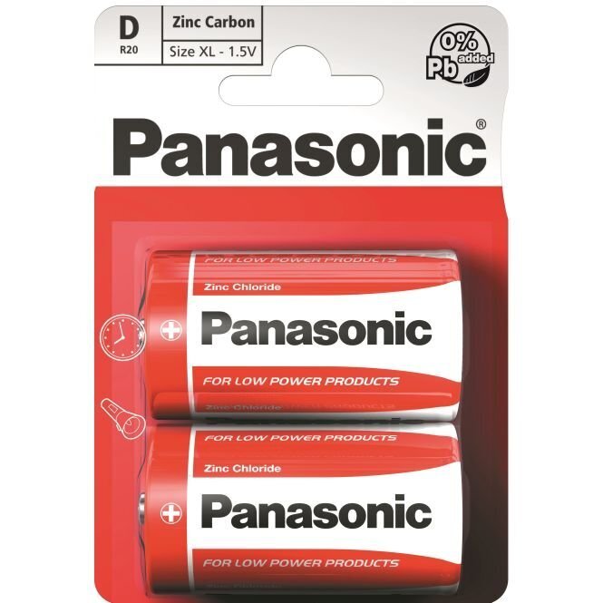 Panasonic Red Zinc -akku R20 (9V), 2kpl hinta ja tiedot | Paristot | hobbyhall.fi