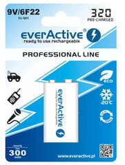 Akku everActive Professional Käyttövalmis 9V 320mAh akku, 1 kpl hinta ja tiedot | Paristot | hobbyhall.fi