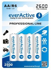 everActive Professional Ready to Use 2600mAh AA-patterit, 4 kpl hinta ja tiedot | Paristot | hobbyhall.fi