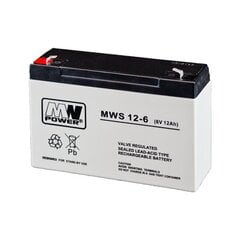 MWPower akku MWS 6V 12Ah F1 (187) AGM, 5 vuotta hinta ja tiedot | Paristot | hobbyhall.fi