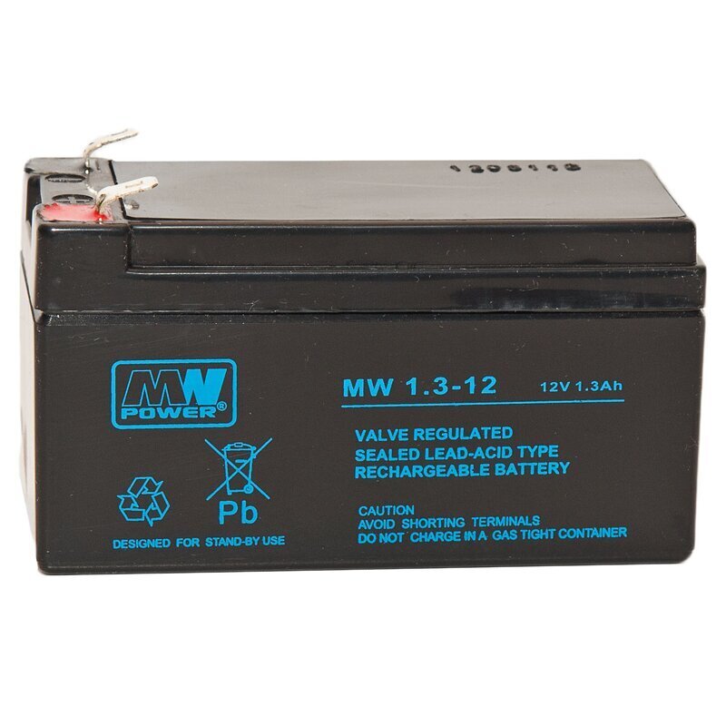 MWPower akku MW 12V 1,3Ah F1 (187) AGM, 6-9 vuotta hinta ja tiedot | Paristot | hobbyhall.fi