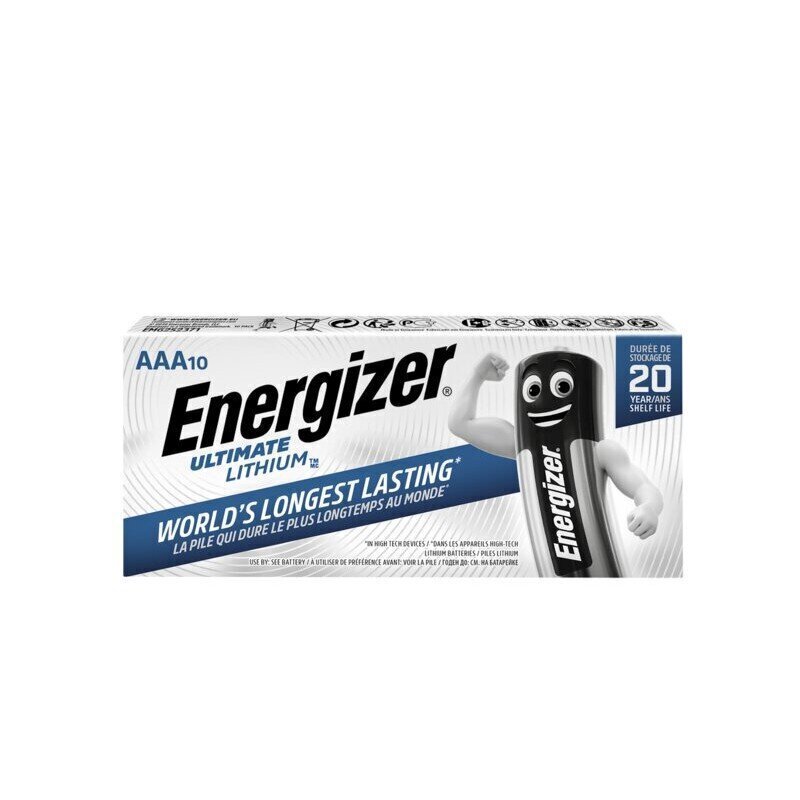 Energizer paristot Ultimate Lithium AAA, 10 kpl.. hinta ja tiedot | Paristot | hobbyhall.fi