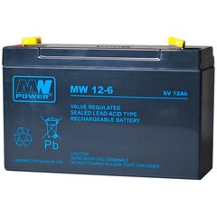 MWPower akku MW 6V 12Ah F2 (250) AGM, 6-9 vuotta hinta ja tiedot | Paristot | hobbyhall.fi