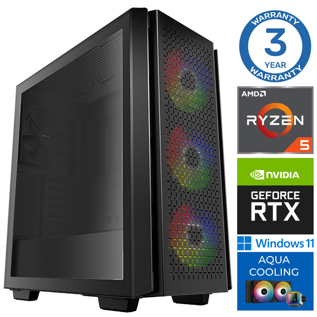 Intop Aqua Ryzen 5 7600X 32GB DDR5 500SSD M.2 NVME RTX4060Ti 8GB WIN11 hinta ja tiedot | Pöytätietokoneet | hobbyhall.fi