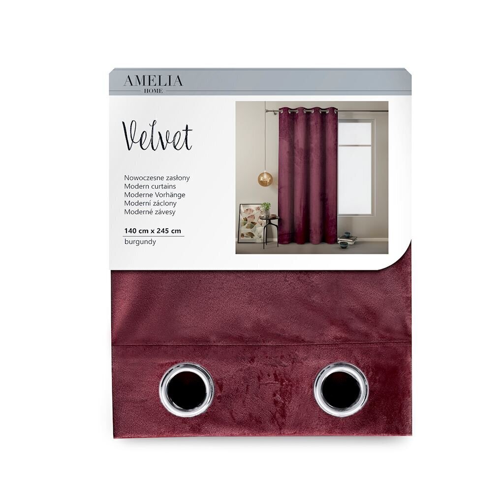 AmeliaHome Velvet -verho, burgundy hinta ja tiedot | Verhot | hobbyhall.fi