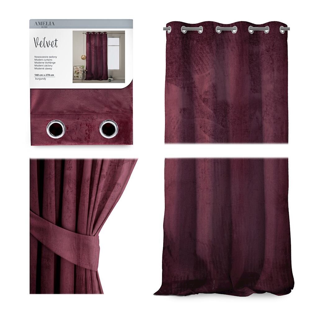 AmeliaHome Velvet -verho, burgundy hinta ja tiedot | Verhot | hobbyhall.fi