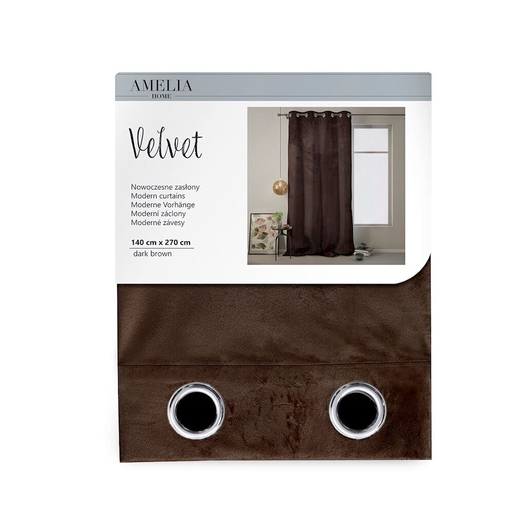 AmeliaHome Velvet -verho, tummanruskea hinta ja tiedot | Verhot | hobbyhall.fi