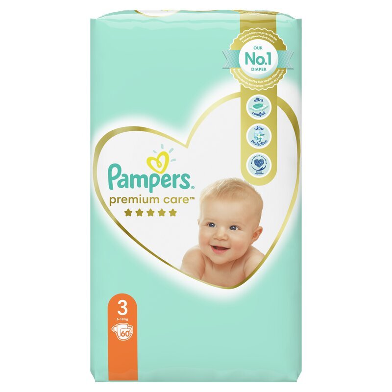 Vaipat PAMPERS Premium Care 3, 6-10 kg, 60 kpl hinta ja tiedot | Vaipat | hobbyhall.fi