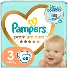 Vaipat PAMPERS Premium Care 3, 6-10 kg, 60 kpl hinta ja tiedot | Vaipat | hobbyhall.fi